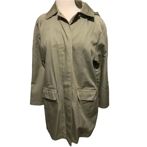 London Fog olive green trench coat size MP medium petite jacket fall spring - Picture 1 of 6
